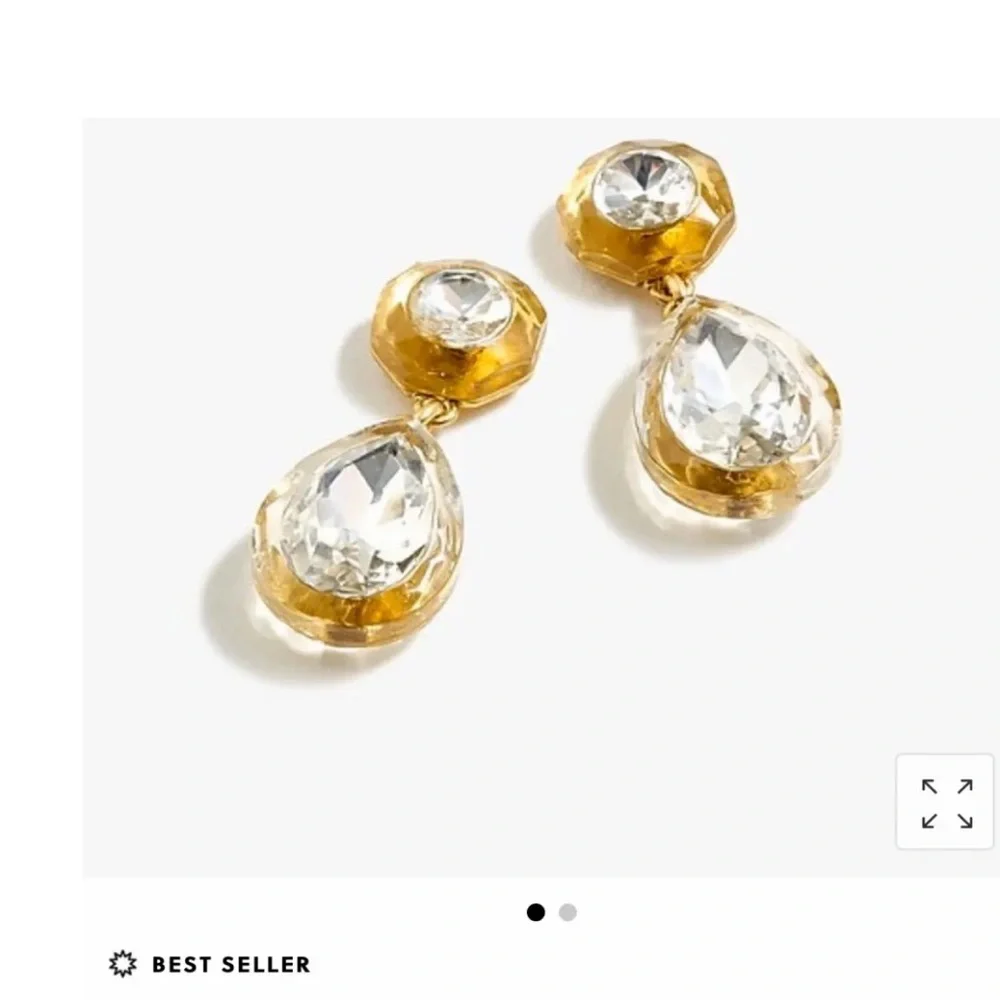 NWT Luxe Party Minimalist J. Crew Crystal Pear-shaped drop statement earrings - Picture 1 of 17